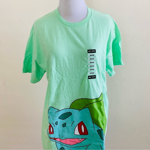 Hot Topic Pokemon Bulbasaur Jumbo Print T-Shirt Medium Mint Green Unisex - Picture 2 of 11